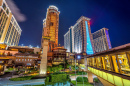 Casino Illuminated at Night, Macau, China